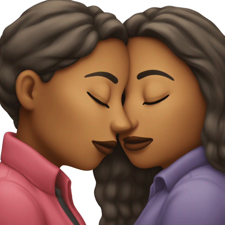 Two women smooching that look different emoji