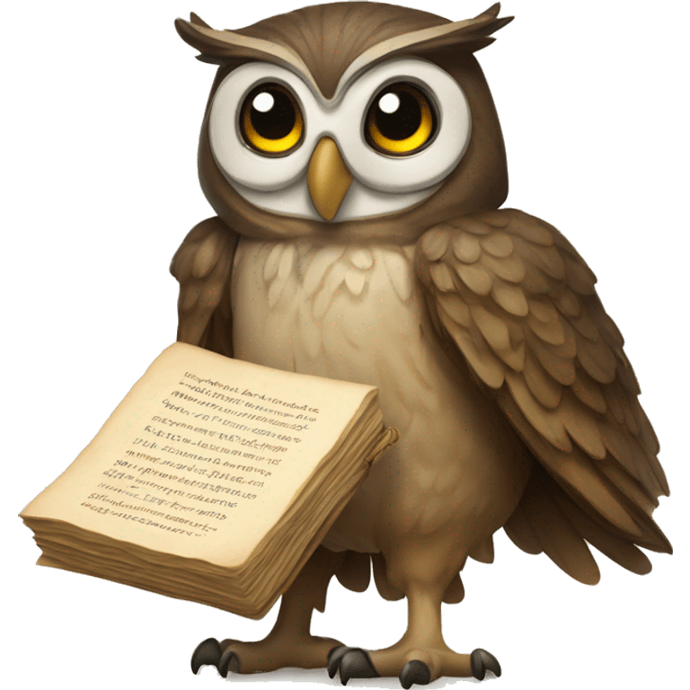 Owl carrying a manuscrypt emoji