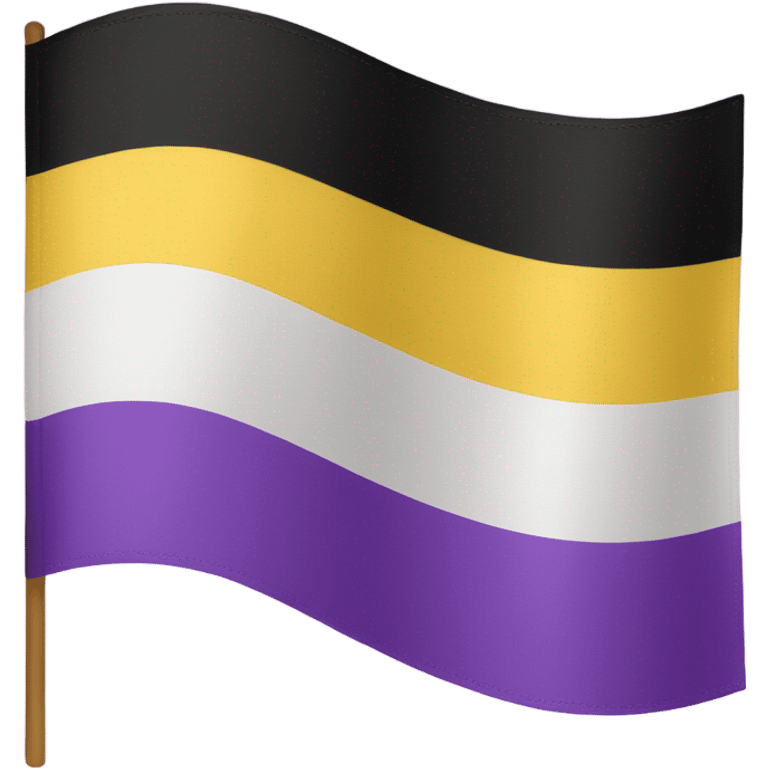 non-binary pride flag with four horizontal stripes: yellow, white, purple, and black emoji