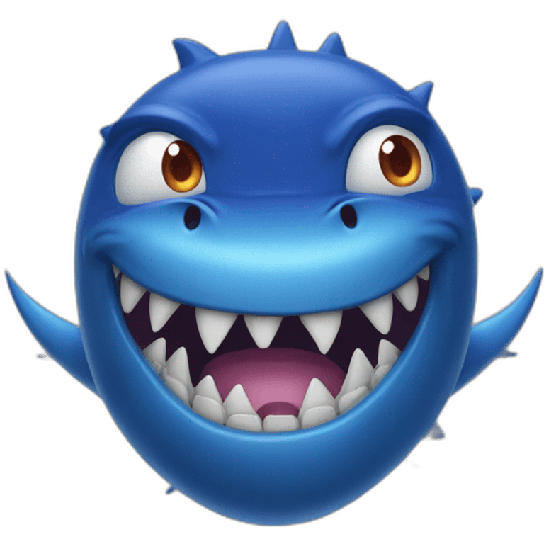 blue monster with sharp shark teeth  emoji