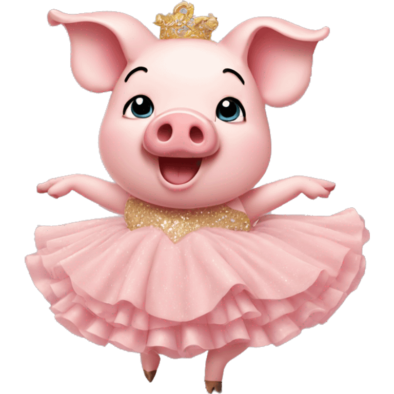 pig wearing a ballroom gown and dancing emoji