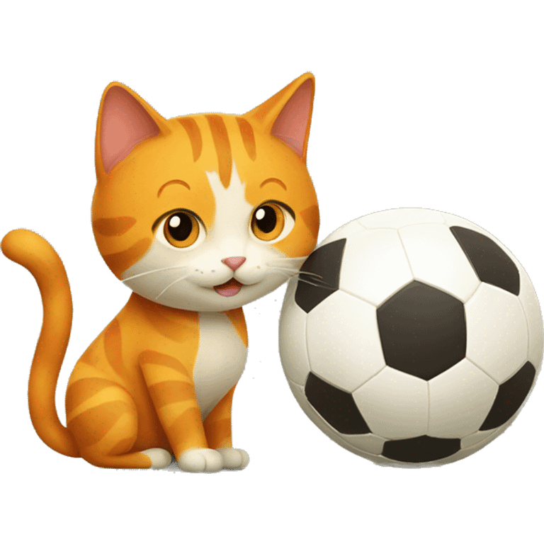 Orange cat and beige cat playing soccer  emoji