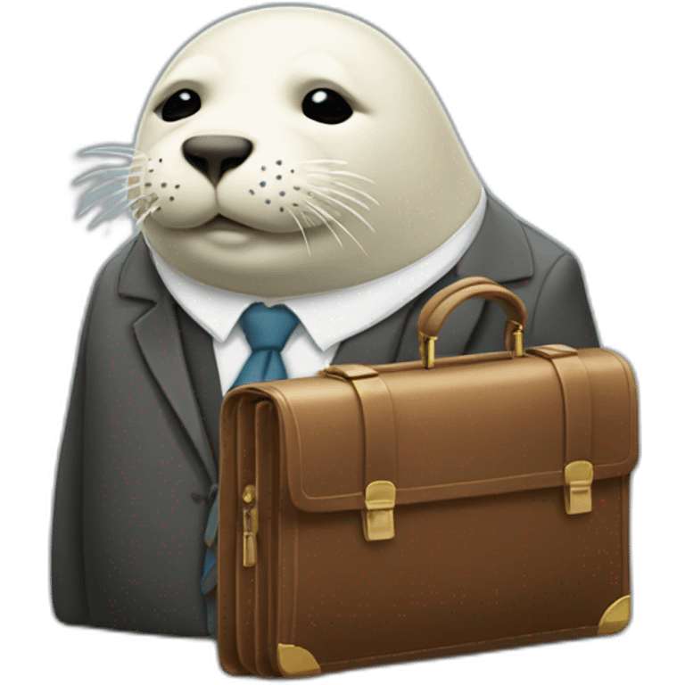 White old seal in tie and with briefcase and closed eyes emoji