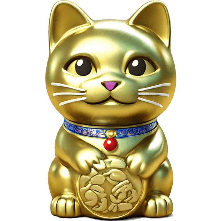 Full chrome plated solid color uncluttered maneki neko 3d emoji