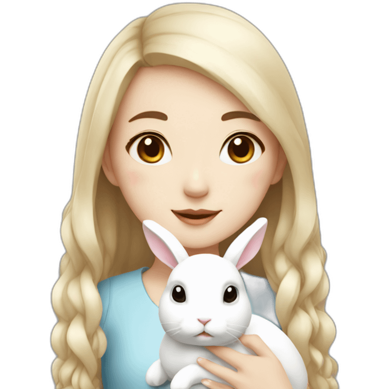 a korean girl with white rabbit emoji