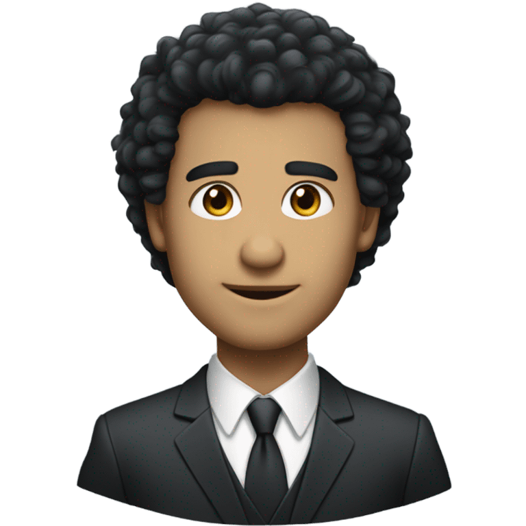 businessman black fluffy hair emoji