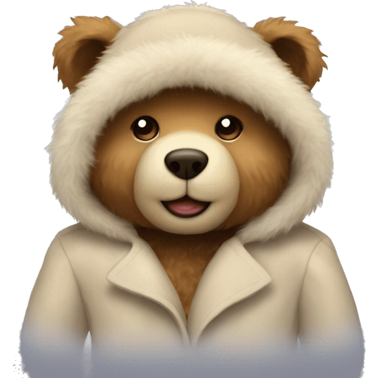 Teddy bear with coat fluffy emoji