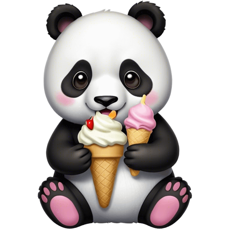 Panda eating ice cream emoji