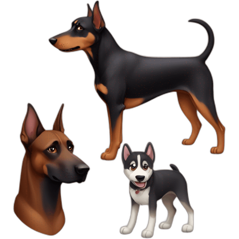 Doberman with a husky and shepherd  emoji