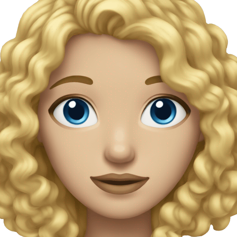 Woman with curly blonde hair and blue eyes emoji