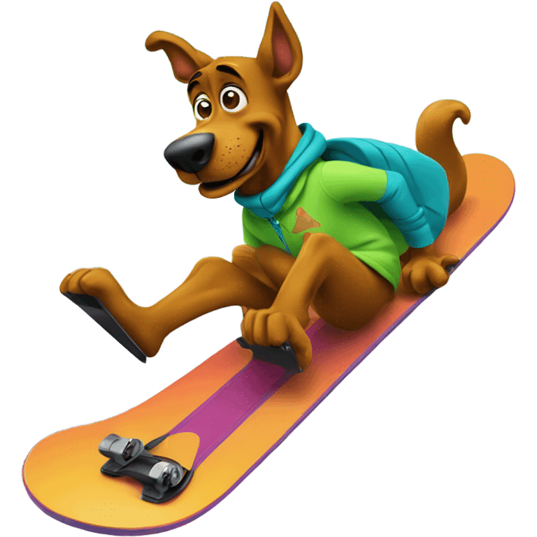 scooby doo on snowboard having fun emoji