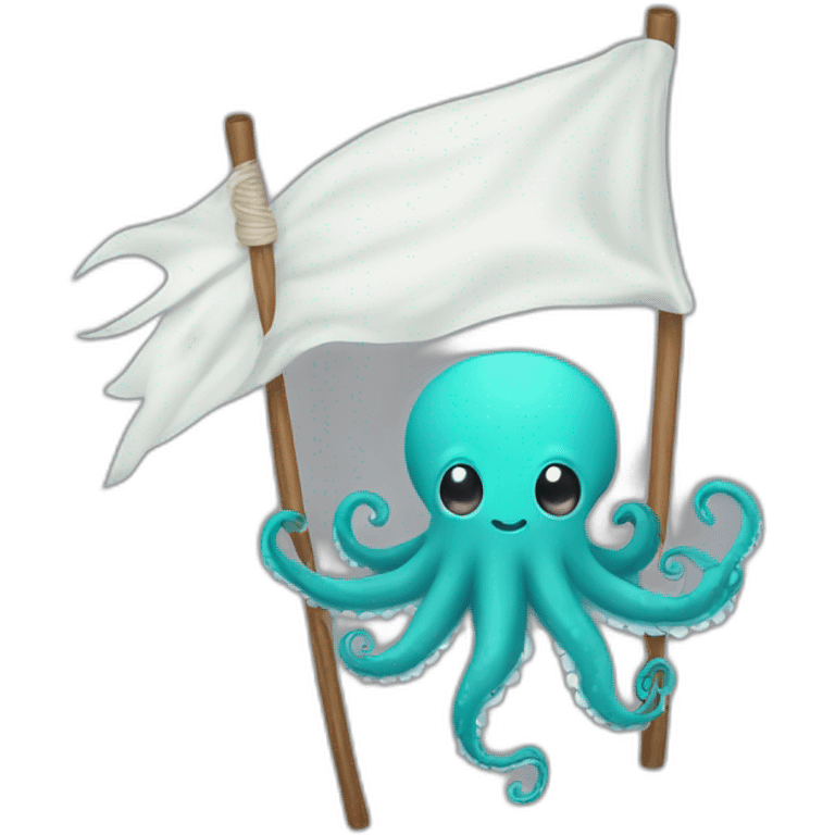 cute kraken hanging a white flag emoji