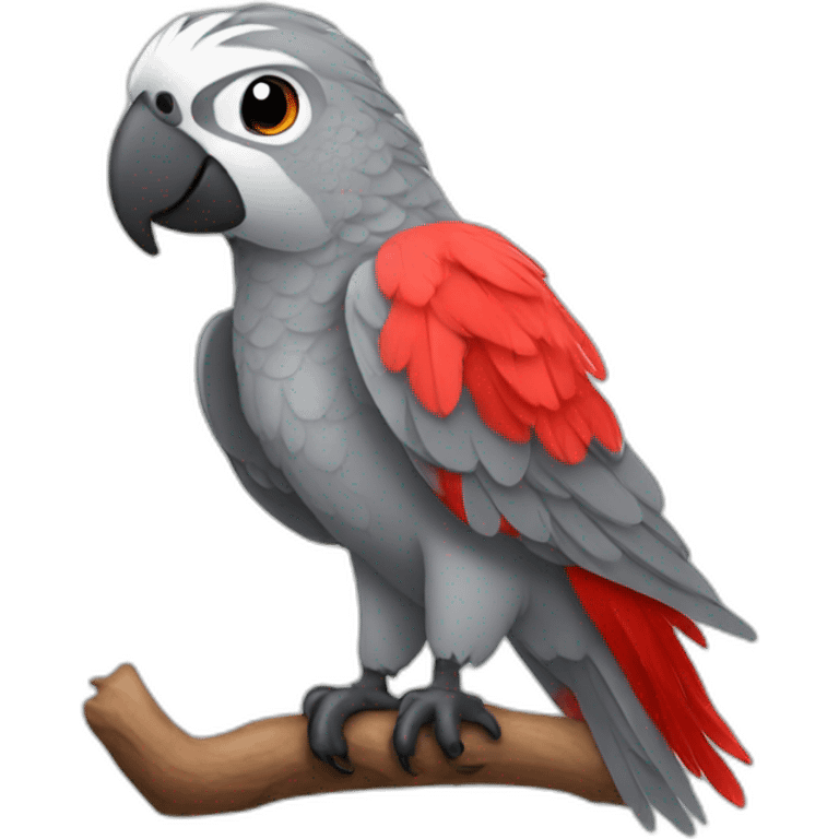 Gray parrot red feather emoji