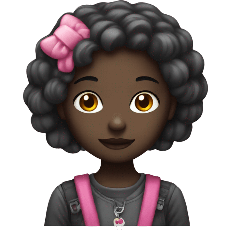 Dark girl with hello kitty emoji