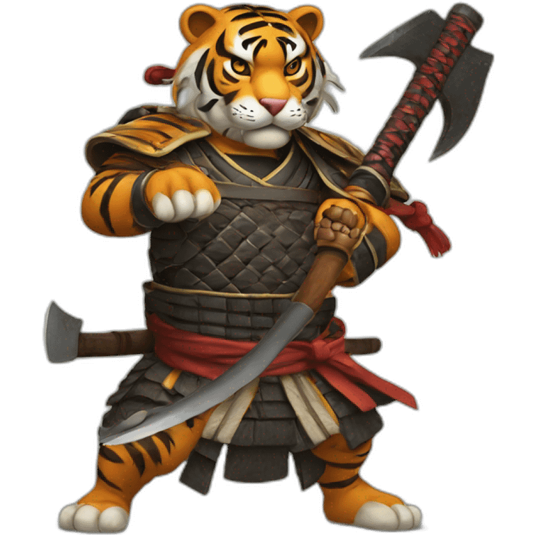 Tiger samurai holding axe emoji