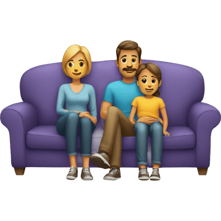 mom and dad and kid on couch emoji