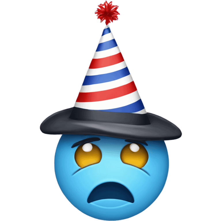 Crying face with party hat emoji