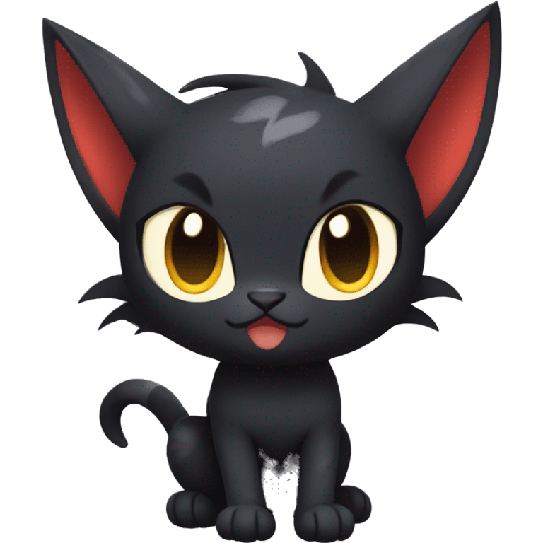 Cool Cute Edgy Black Dark Chibi Cat-Noibat-Noivern-Litten-Fakémon-hybrid emoji