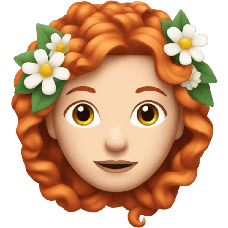 Long Red haired white woman with flowers in her hair  emoji