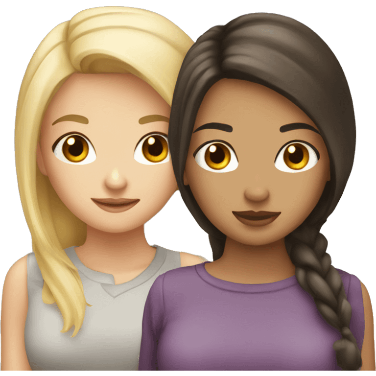 Best friends blonde girl and brunette girl emoji