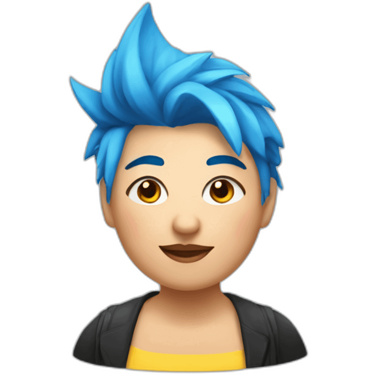 Older fat lesbian Chilean very short spiky bright blue hair emoji