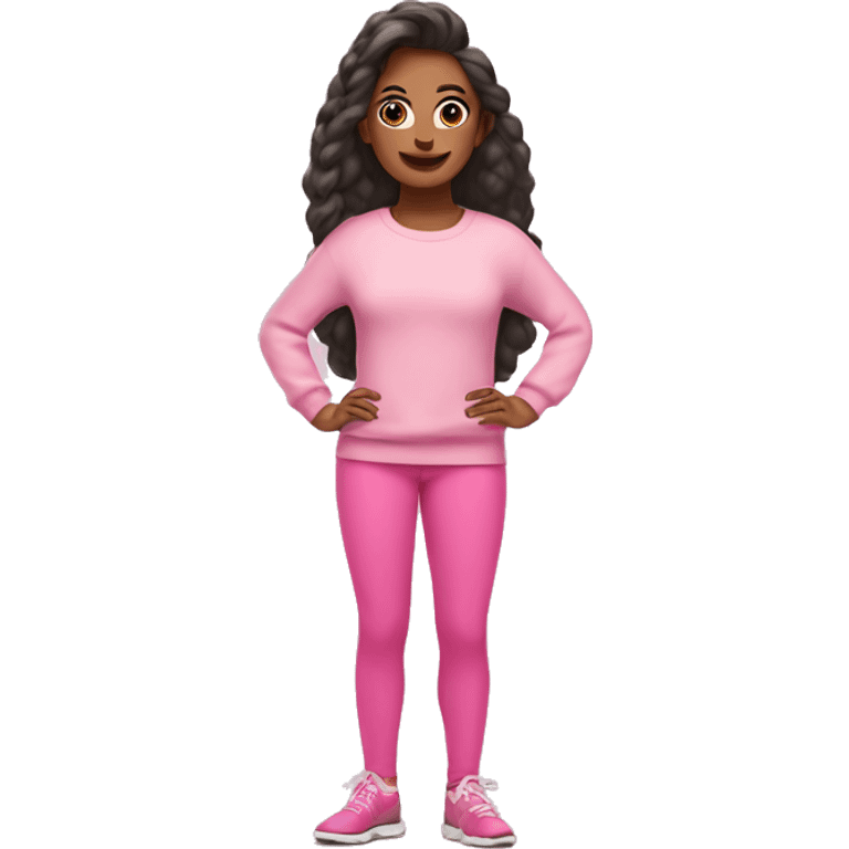 morenita with pink leggings and pink sweater  emoji