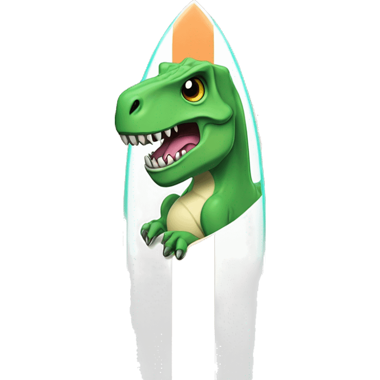 Mini T-Rex on surfboard emoji