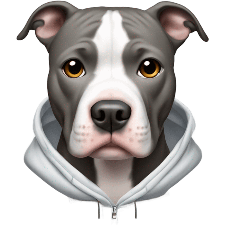 A Pitbull that’s half white half grey with a hoodie on emoji