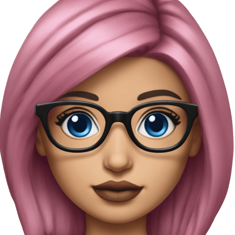 Hyper Realistic kylie jenner pink hair blue eyes and glasses  emoji