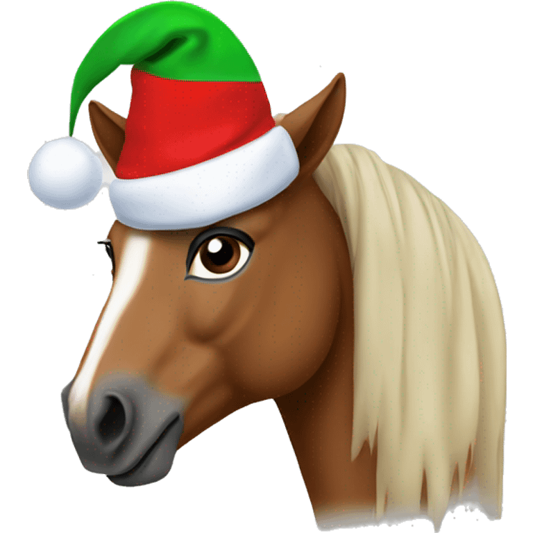 Horse waring a christmas hat emoji