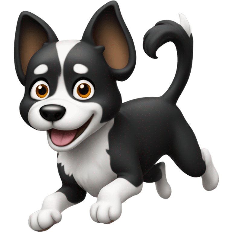 Black and white dog running emoji