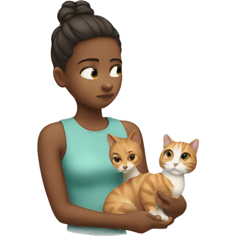 girl thinking with a cat in the hand emoji