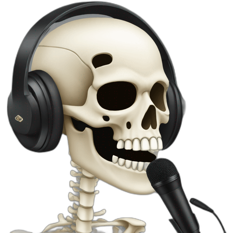 Military Skeleton mask with a long black mask underneath it and headset with a microphone emoji