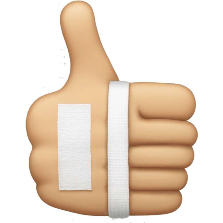 A thumbs up with a bandage around  the thumb  emoji