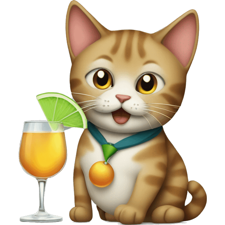 a cat drinking a martini emoji