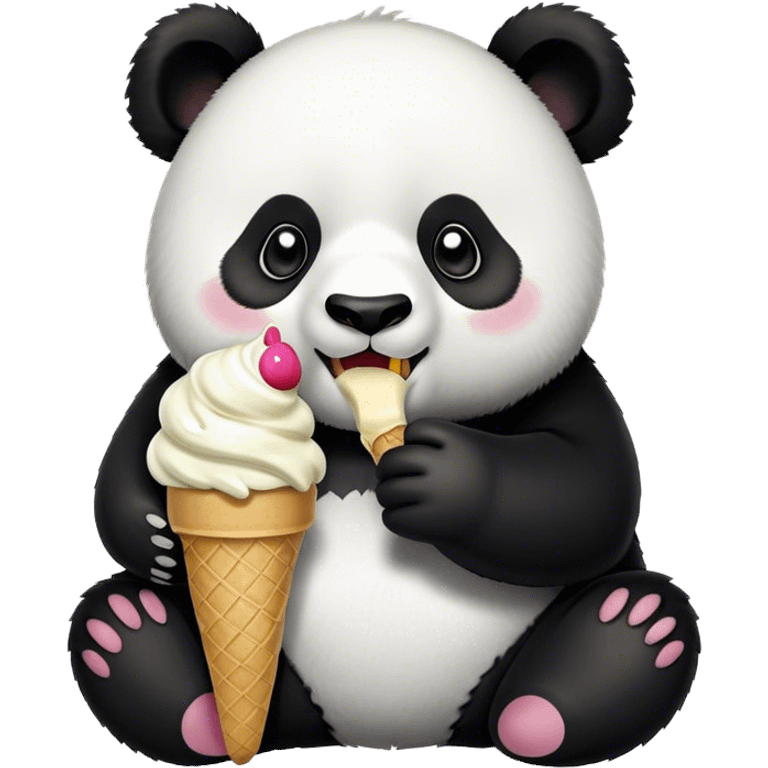 Panda eating ice cream emoji