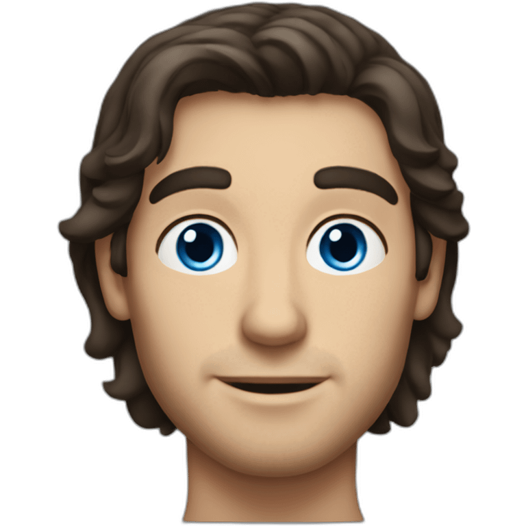 German-Italian American Man with Blue Eyes, Long dark Brown Hair, and Freckles emoji