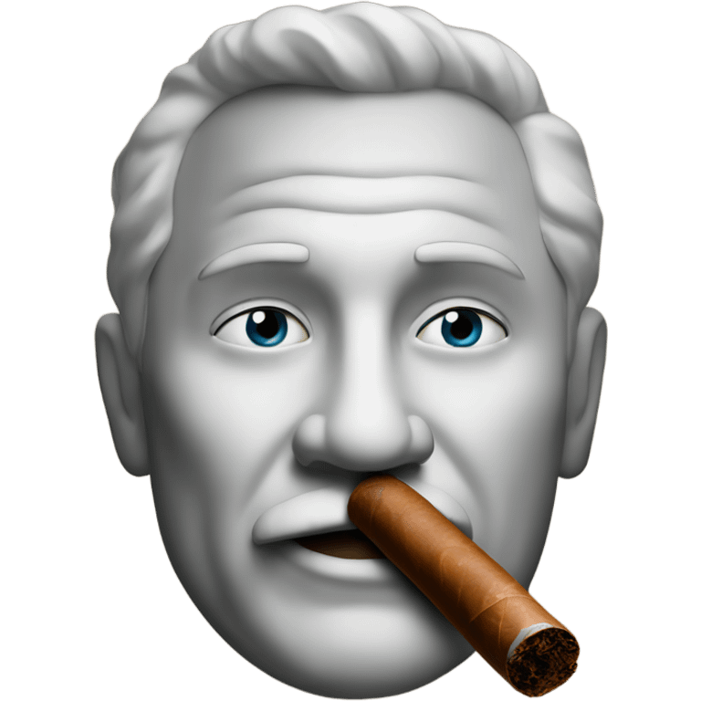 A man smoking a cigar. At the end of the cigar are two orbs. emoji