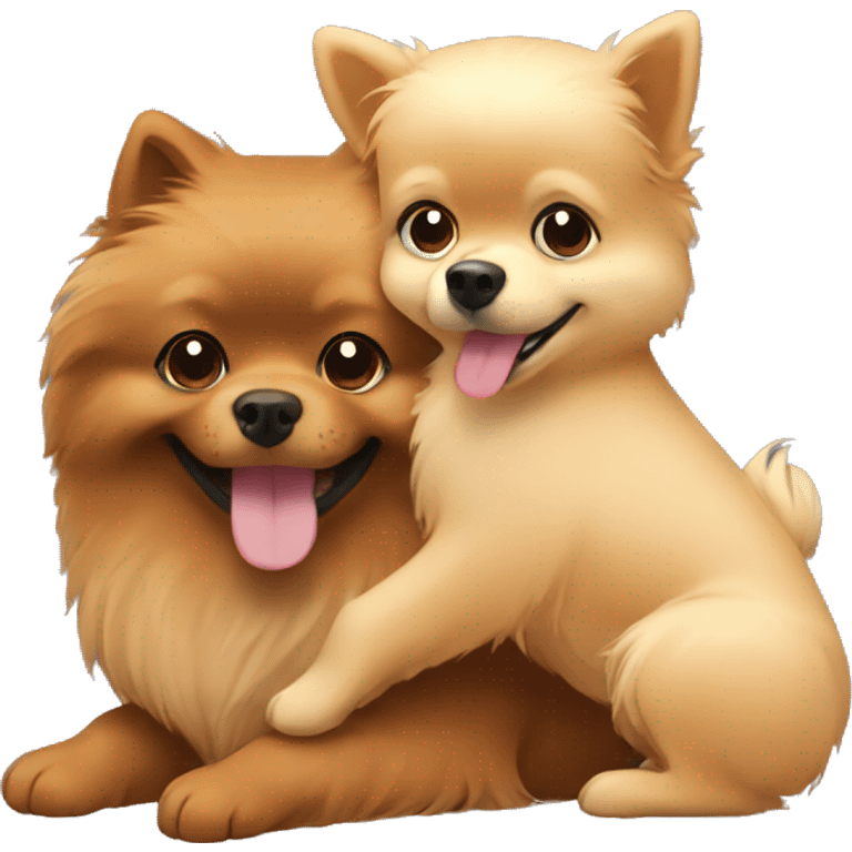 Brown pomeranian hugging blond hair girl emoji