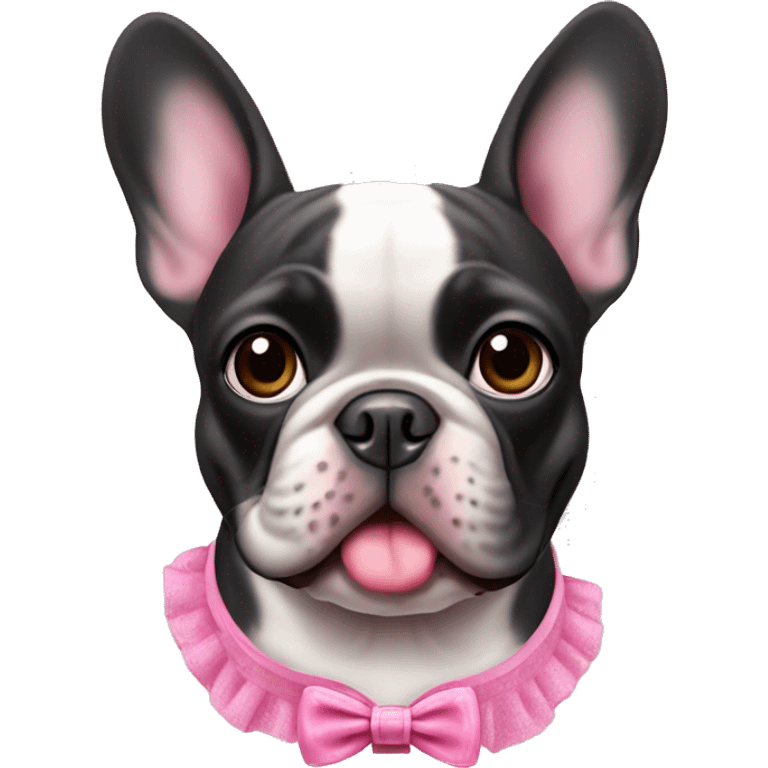 French bulldog wearing pink coquette  emoji