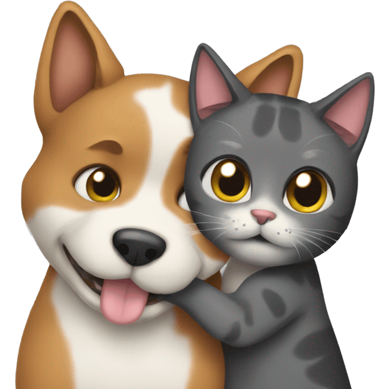 Dog and cat hugging emoji