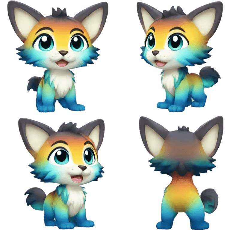 shiny, colorful, gradient, Kemono-style, Chibi, Anthro-Fur-Sona-Fakémon, Full Body emoji