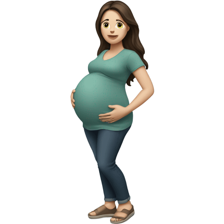 Pregnant white brunette standing emoji