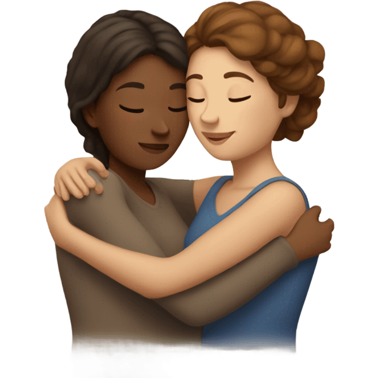 Lesbian cuddles brown hair soft emoji