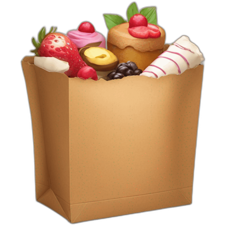 Cardboard bag with desserts emoji