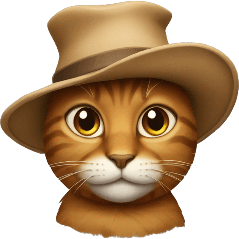 Brown cat with hat emoji