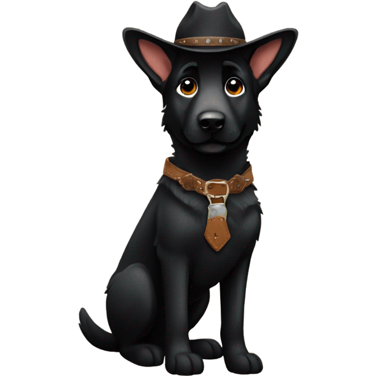 All black German shepherd cowboy  emoji