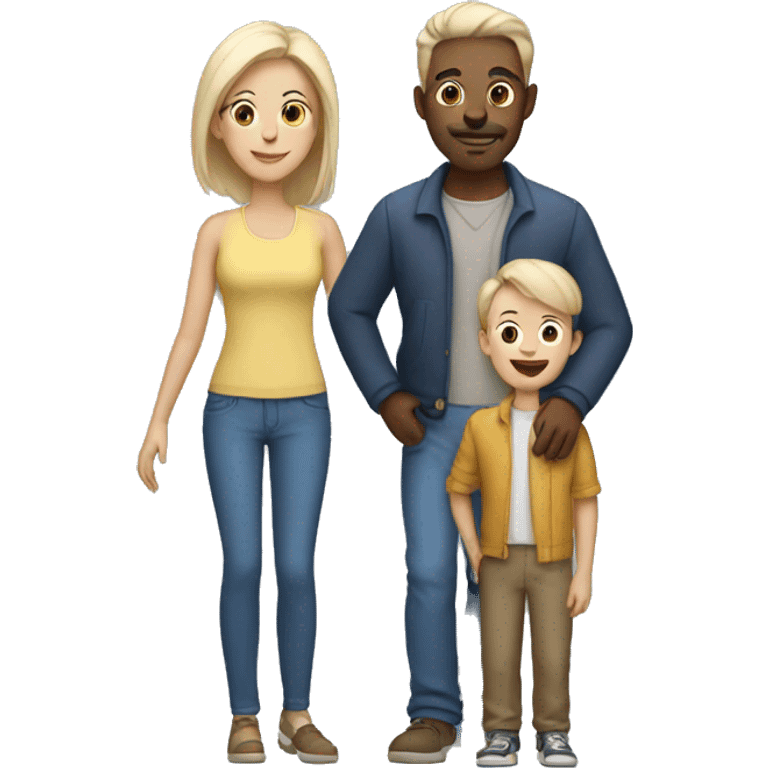 Family with mom and dad with two boys white skin emoji