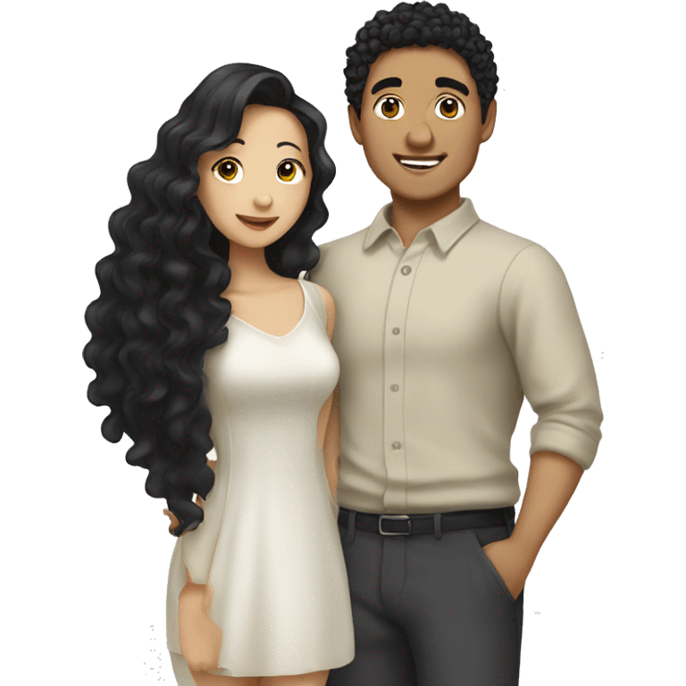 asian girl with black curly haired guy emoji