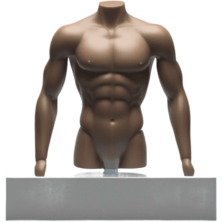 male mannequin abs cubes inside a glass cube on a stand isometric view emoji